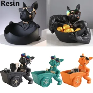 Statue Bulldog avec Plateau de Rangement